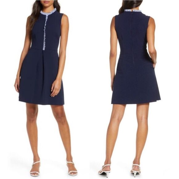 Eliza J Ruffle Trim Sleeveless Crepe Dress Size 12 - Picture 1 of 9